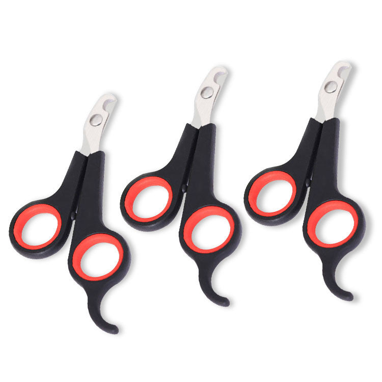 Pet nail clippers shaped like scissors