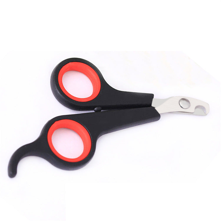 Pet nail clippers shaped like scissors